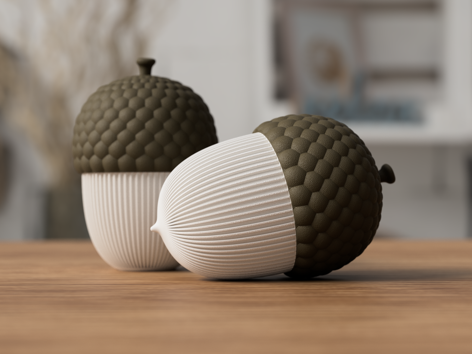 3D Eichel - Rib Twist aus PLA – 3D Herbstdeko – ASDEPRO