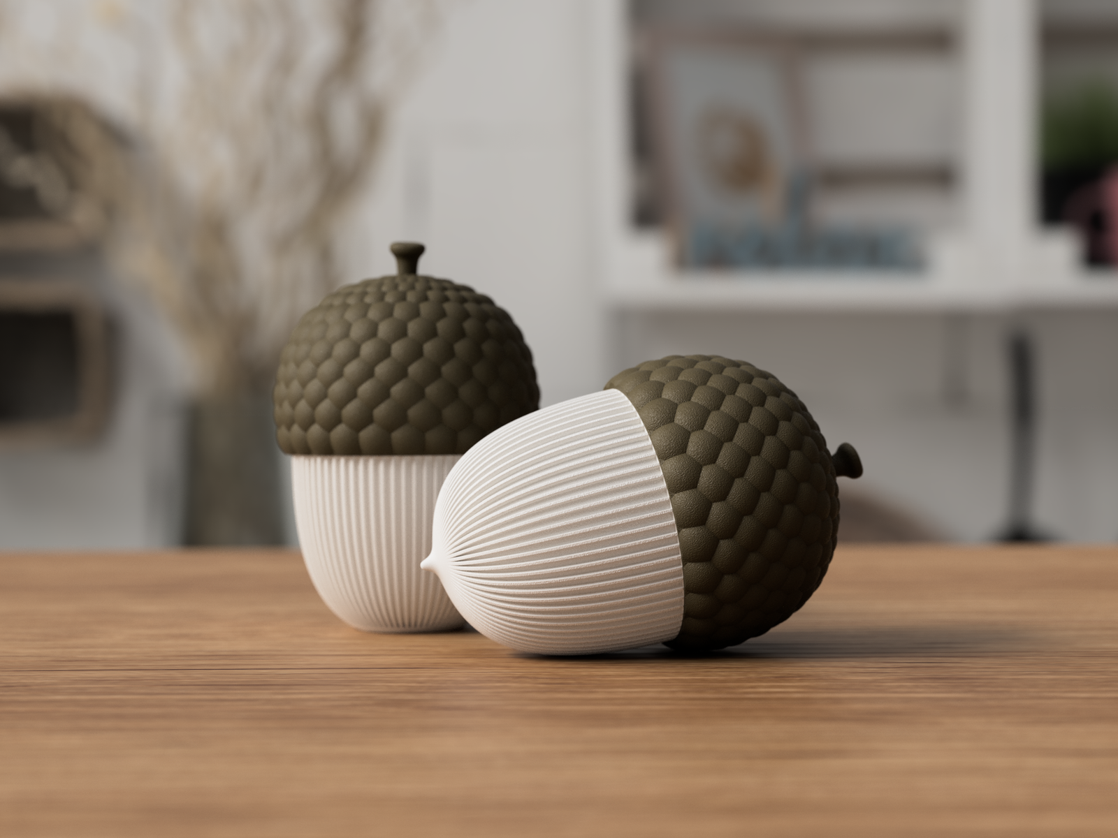 3D Eichel - Rib Twist aus PLA – 3D Herbstdeko – ASDEPRO