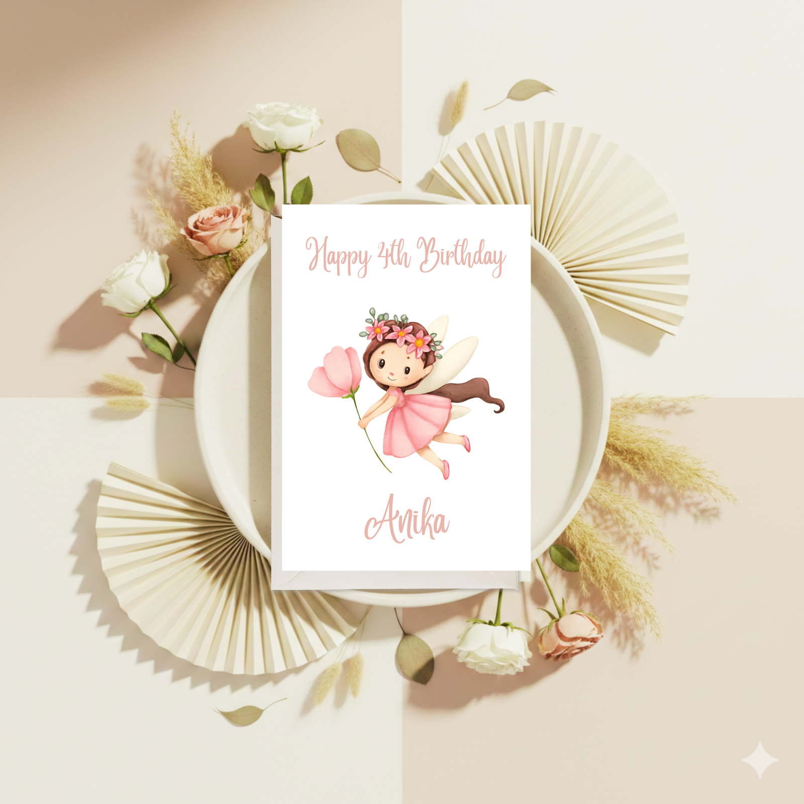 3D Happy Birthday – Personalisierte Geburtstagskarte mit süßer Fee aus PLA – 3D Deko – ASDEPRO
