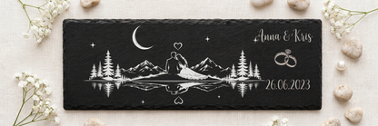 Personalisierte Schieferplatte Hochzeit mit Wunschgravur – Hochzeitsgeschenk für Paare – Schiefer Deko mit Namen & Datum