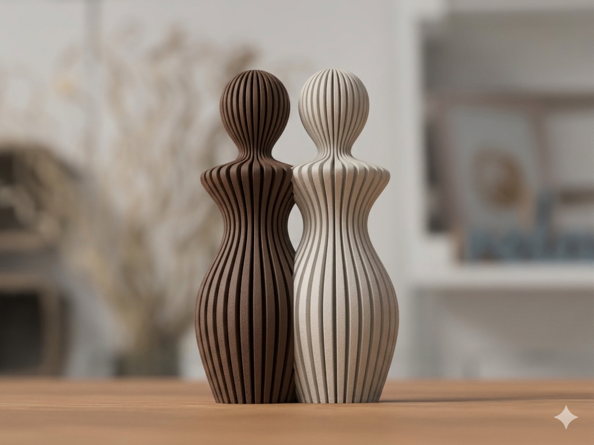 Frauen Paar Skulptur aus 3D-Druck in matter Optik – im minimalistischen Skandi/Japandi-Design