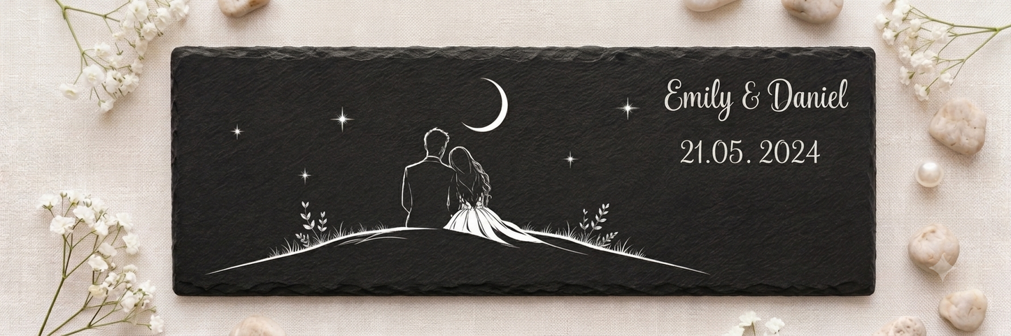 Personalisierte Hochzeitsplatte mit Wunschgravur handgemacht von ASDEPRO – als persönliche Geschenkidee (Ansicht 3)