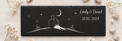 Personalisierte Schieferplatte Hochzeit mit Wunschgravur – Hochzeitsgeschenk für Paare – Schiefer Deko mit Namen & Datum