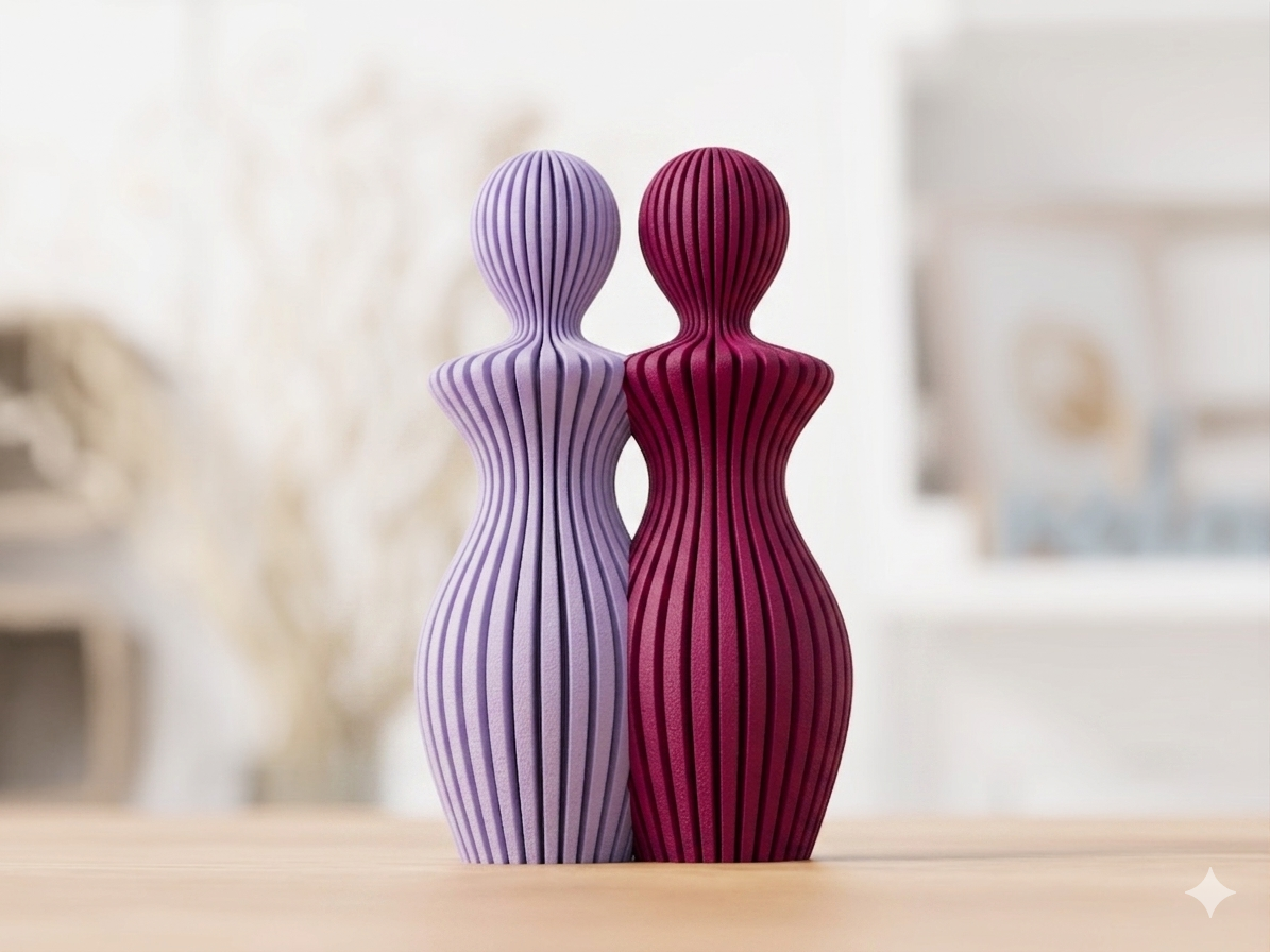 Frauen Paar Skulptur aus nachhaltigem PLA gefertigt – im minimalistischen Skandi/Japandi-Design