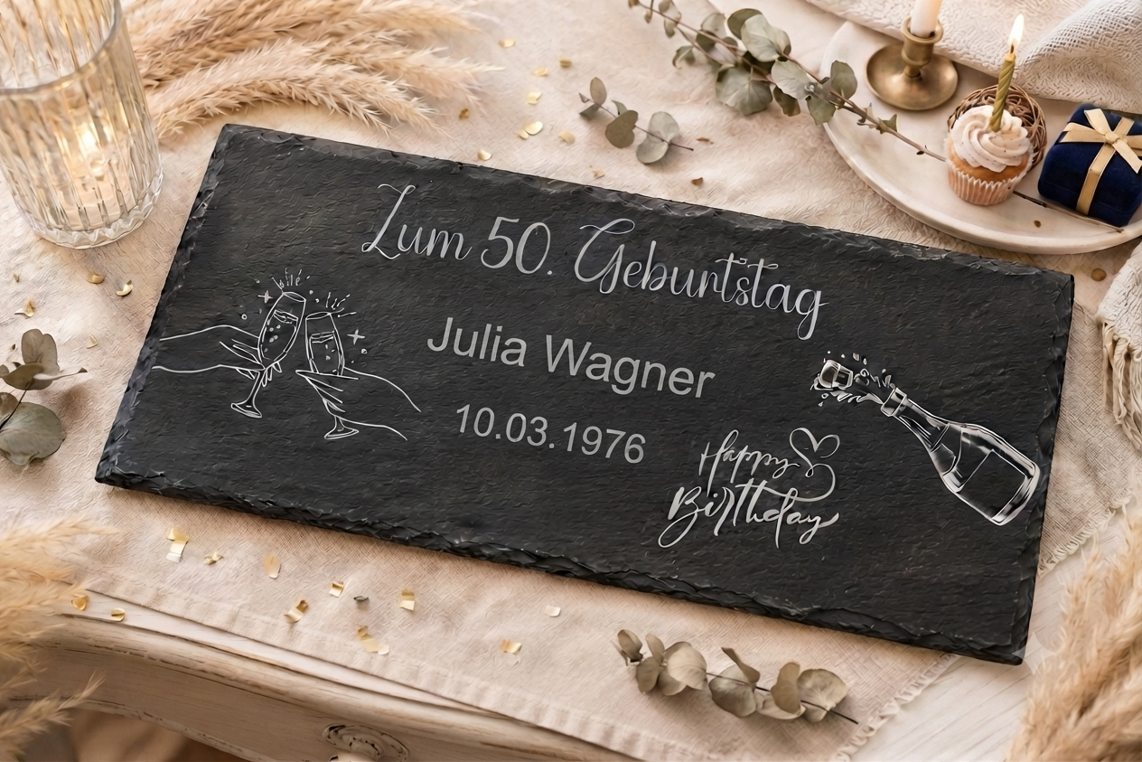 Geburtstagsgeschenk personalisiert Schieferplatte mit Gravur Geschenk zum Geburtstag