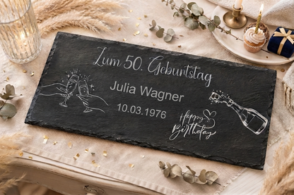 Geburtstagsgeschenk personalisiert Schieferplatte mit Gravur Geschenk zum Geburtstag