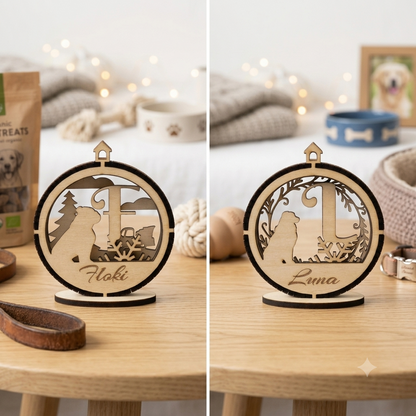 Personalisierte Hunde Weihnachtskugel Holz Ornament mit Name
