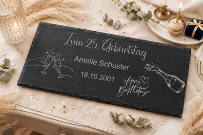 Geburtstagsgeschenk personalisiert Schieferplatte mit Gravur Geschenk zum Geburtstag