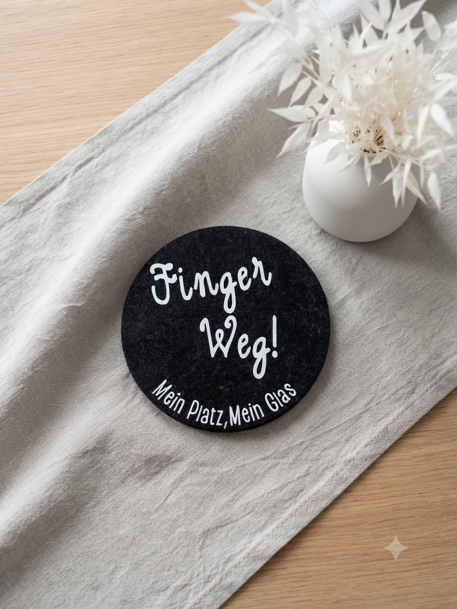 Filzuntersetzer "Finger Weg! Mein Platz, Mein Glas"