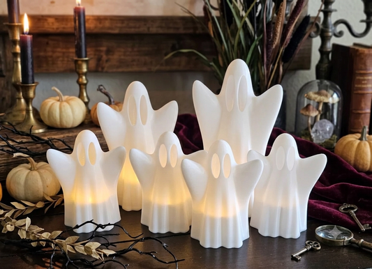 Süße Halloween Geister-Lampen (6er Set) – Stimmungslicht für Herbst & Spukhaus-Deko