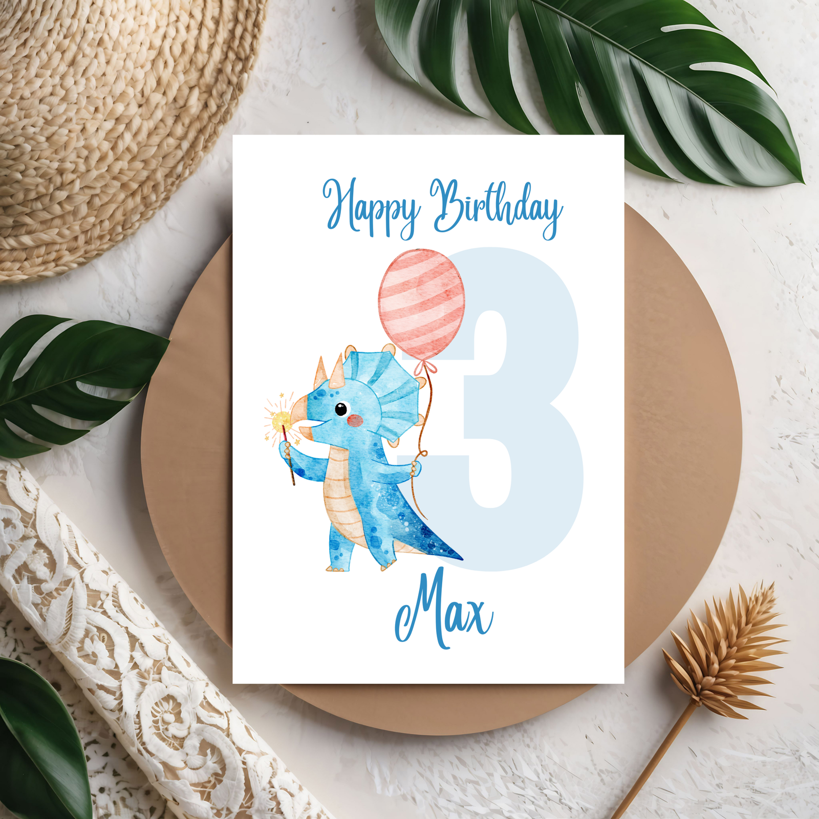 3D Happy Birthday Dino-Grußkarte – Lustige Kinderkarte mit Dinosaurier Motiv aus PLA – 3D Deko – ASDEPRO
