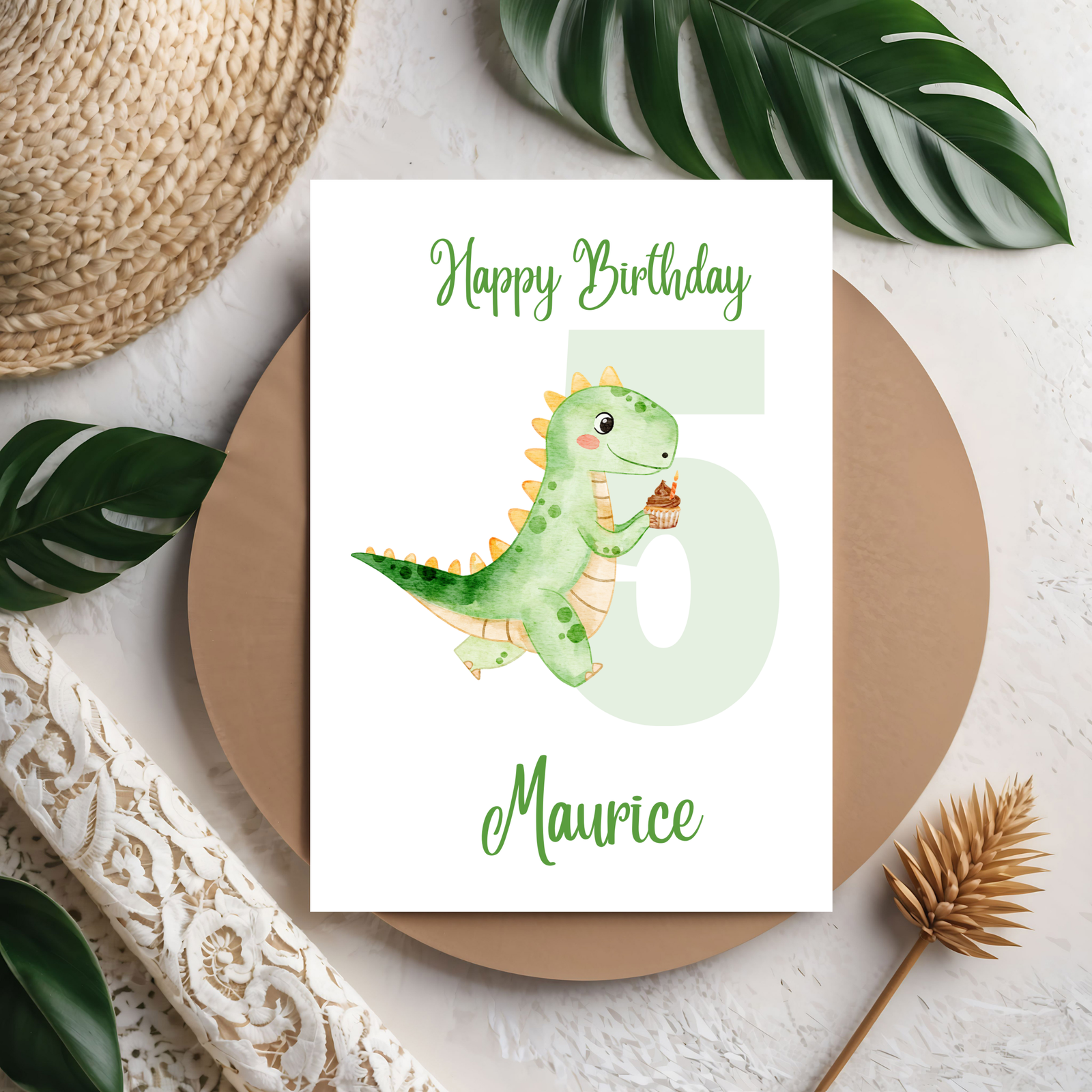 3D Happy Birthday – Süße Kinderkarte mit lustigem Dino-Motiv aus PLA – 3D Deko – ASDEPRO