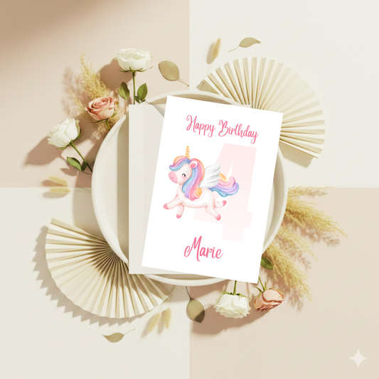 Geburtstagskarte Galopp-Einhorn