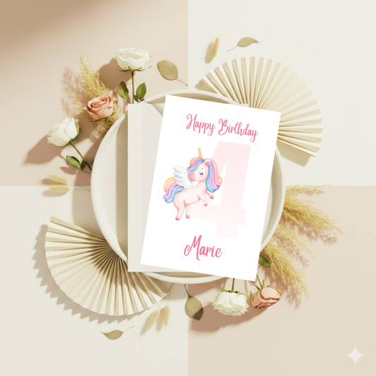 Geburtstagskarte Sprung-Einhorn