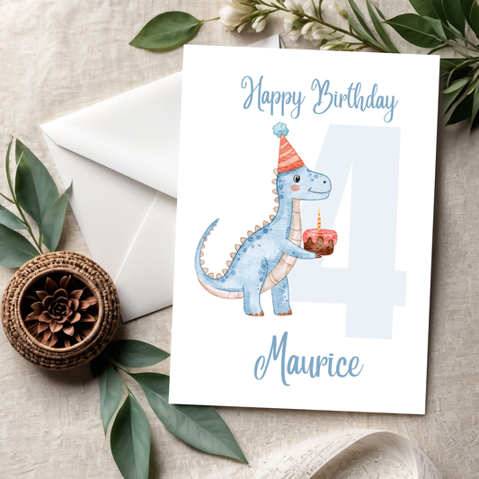 Geburtstagskarte Dino-Party Blau