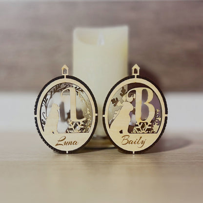 Personalisierte Hunde-Weihnachtskugel aus Holz