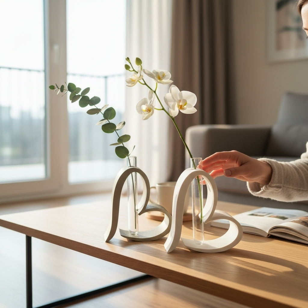 3D Herz-Vase: Minimalistische Ästhetik trifft auf klares Design aus PLA – 3D Ganzjahresdeko – ASDEPRO