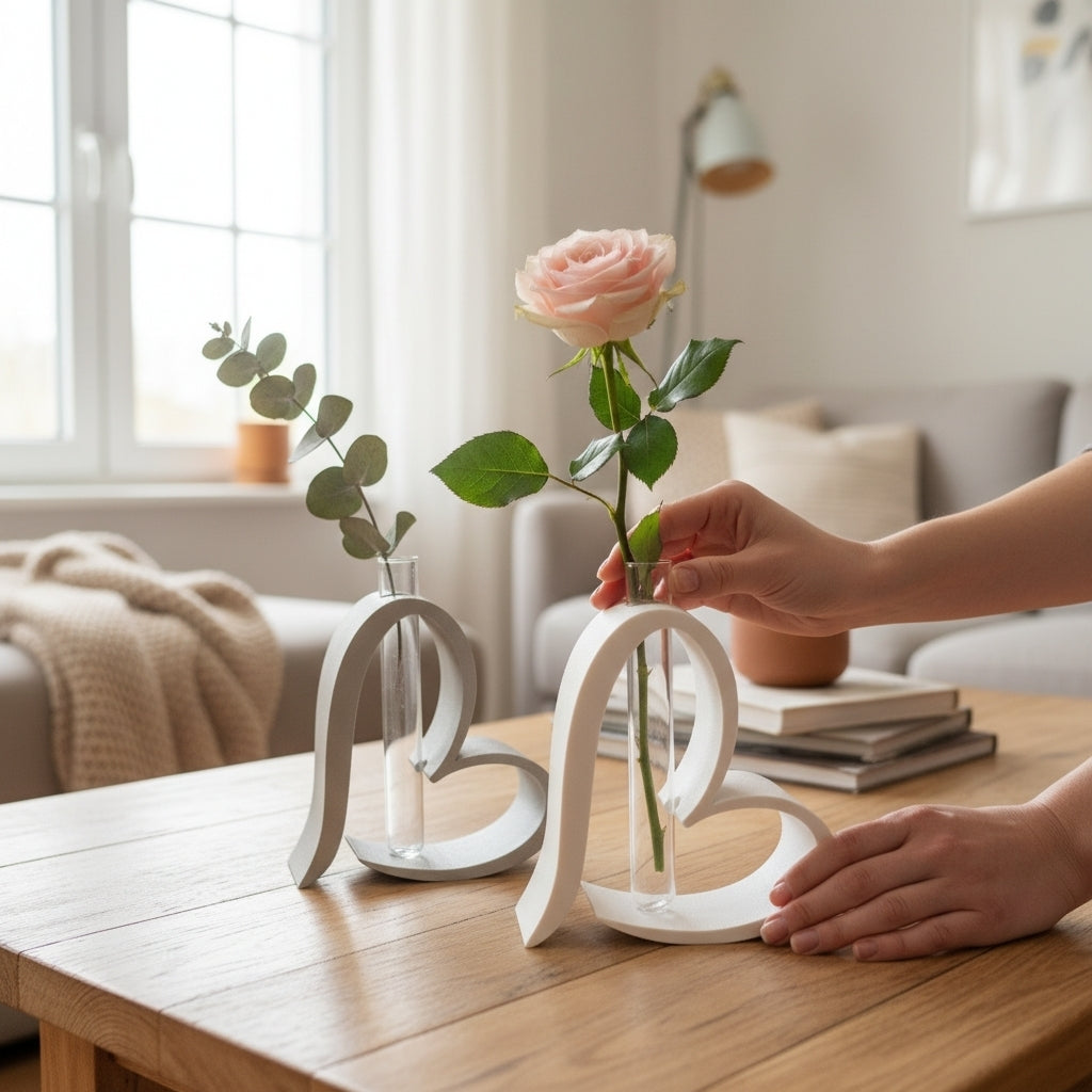 3D Herz-Vase: Minimalistische Ästhetik trifft auf klares Design aus PLA – 3D Ganzjahresdeko – ASDEPRO