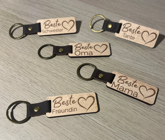 Schlüsselanhänger Holz Herz – Familie