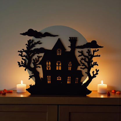 Spukhaus-Silhouette Stimmungsvolle Halloween-Deko für dein Zuhause