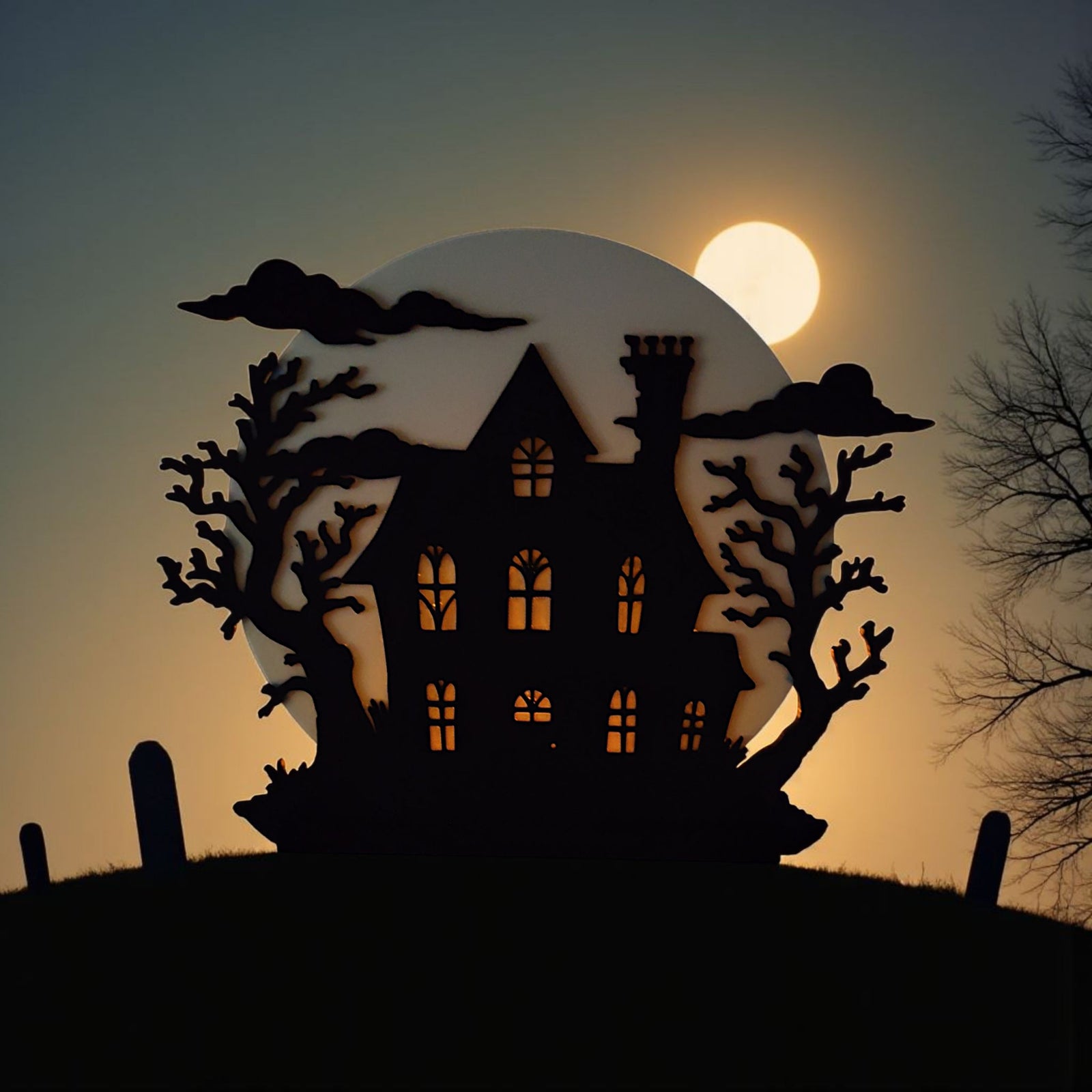 3D Spukhaus-Silhouette Stimmungsvolle Halloween-Deko für dein Zuhause aus PLA – 3D Herbstdeko – ASDEPRO