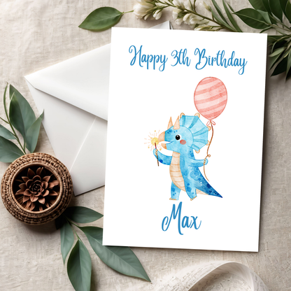 Happy Birthday Dino-Grußkarte – Lustige Kinderkarte mit Dinosaurier Motiv