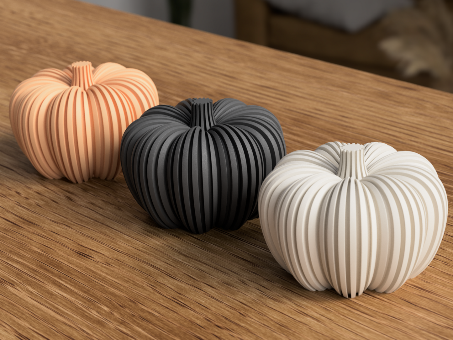 Kürbis Rib Mini aus 3D-Druck in matter Optik – als stilvolle Herbstdeko