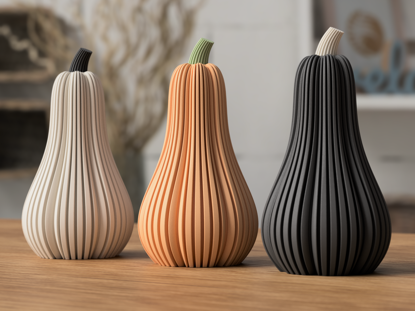 Kürbis Rib Tall aus 3D-Druck in matter Optik – als stilvolle Herbstdeko
