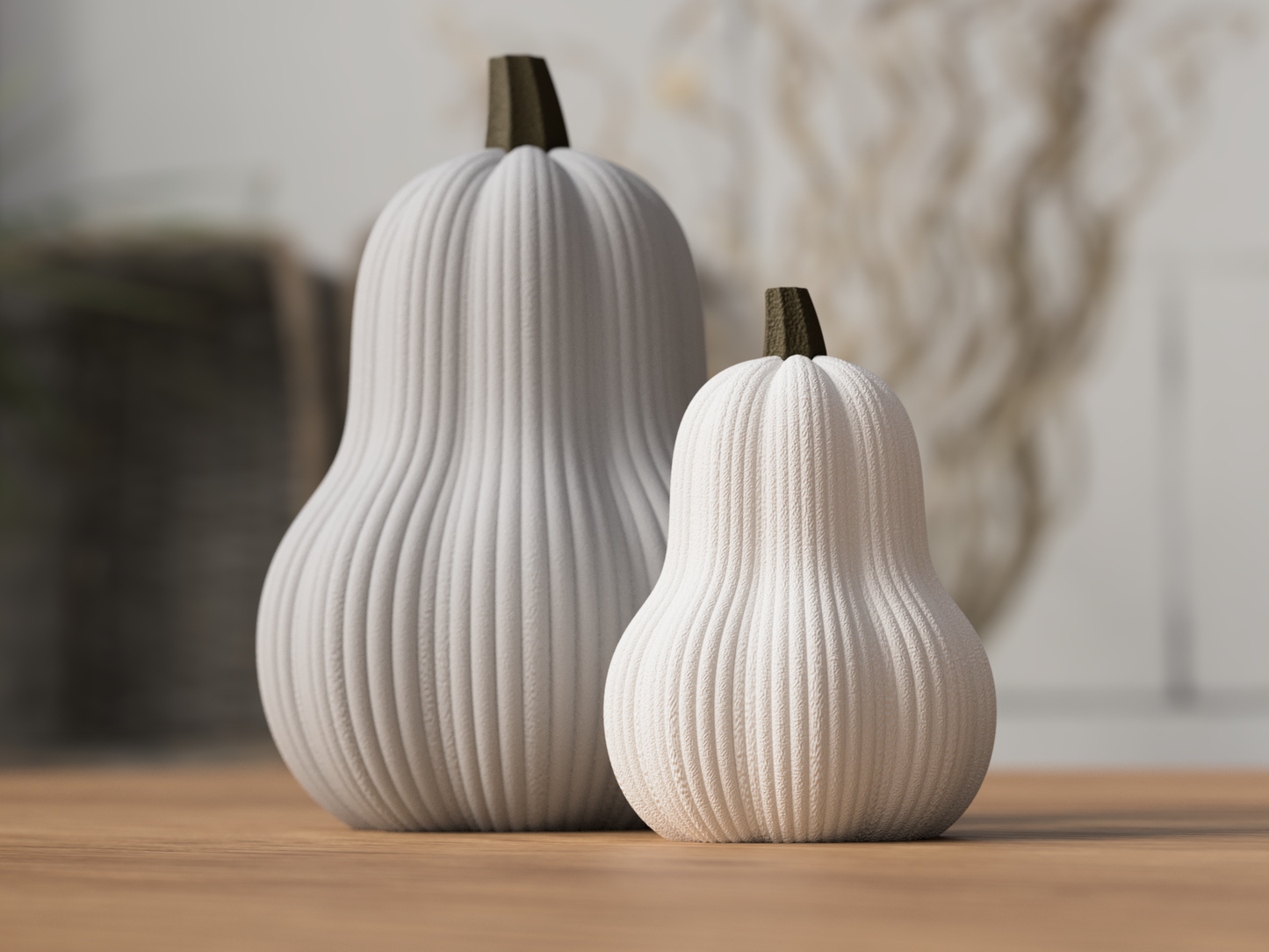 Kürbis Rib Tall Butternut aus 3D-Druck in matter Optik – im minimalistischen Skandi/Japandi-Design