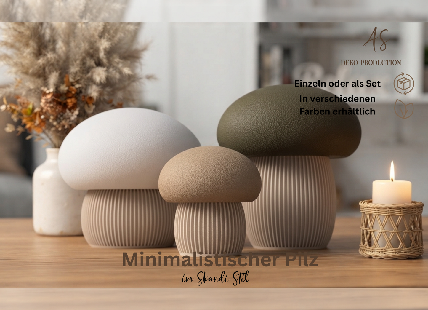 Minimalistisches Pilz Deko im Skandi Stil