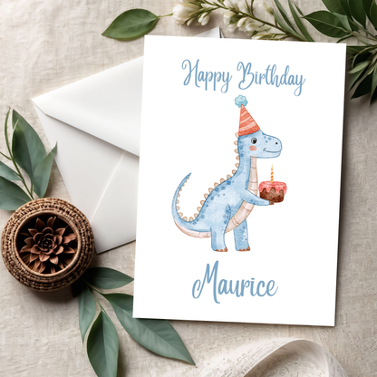Kinder Geburtstagskarte – Fröhliche Karte für kleine Dino-Freunde