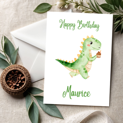 Happy Birthday – Süße Kinderkarte mit lustigem Dino-Motiv