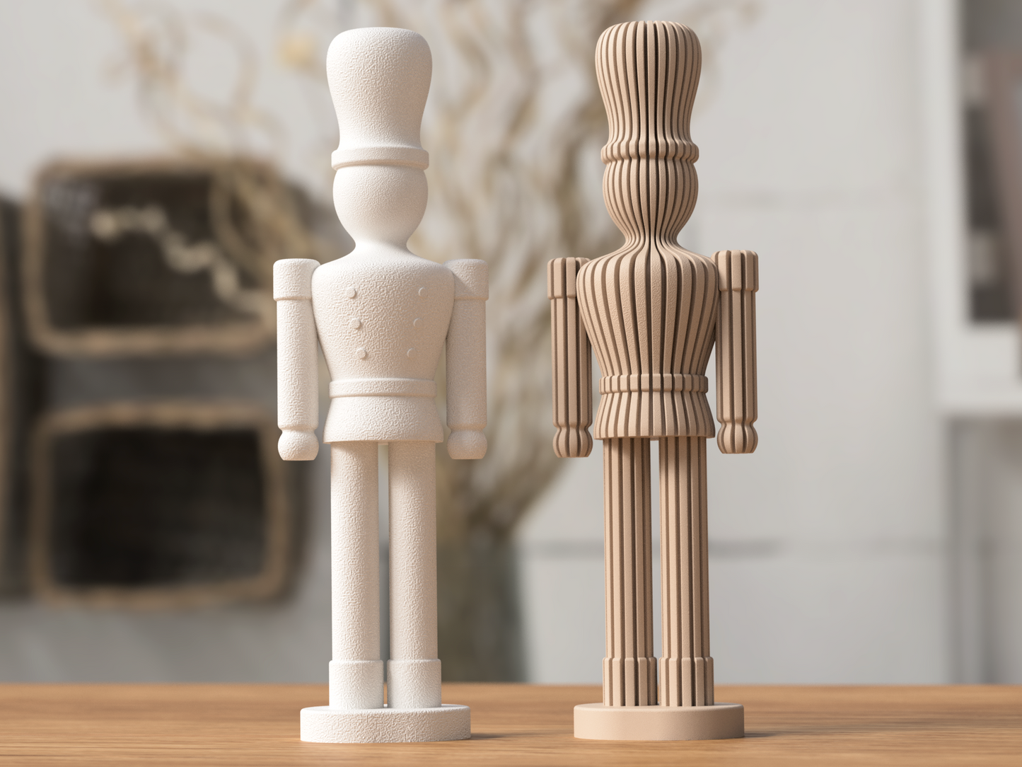 Nussknacker aus 3D-Druck im Rib-Design, matte Optik, moderne Weihnachtsdeko