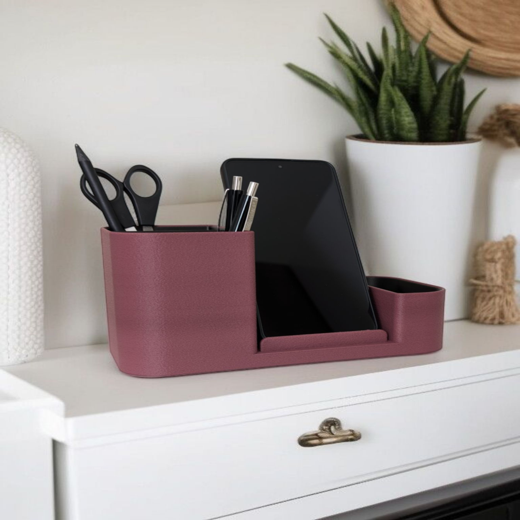 3D Schreibtisch Organizer mit Handyhalter, Stiftehalter Büro, aus PLA – 3D Ganzjahresdeko – ASDEPRO