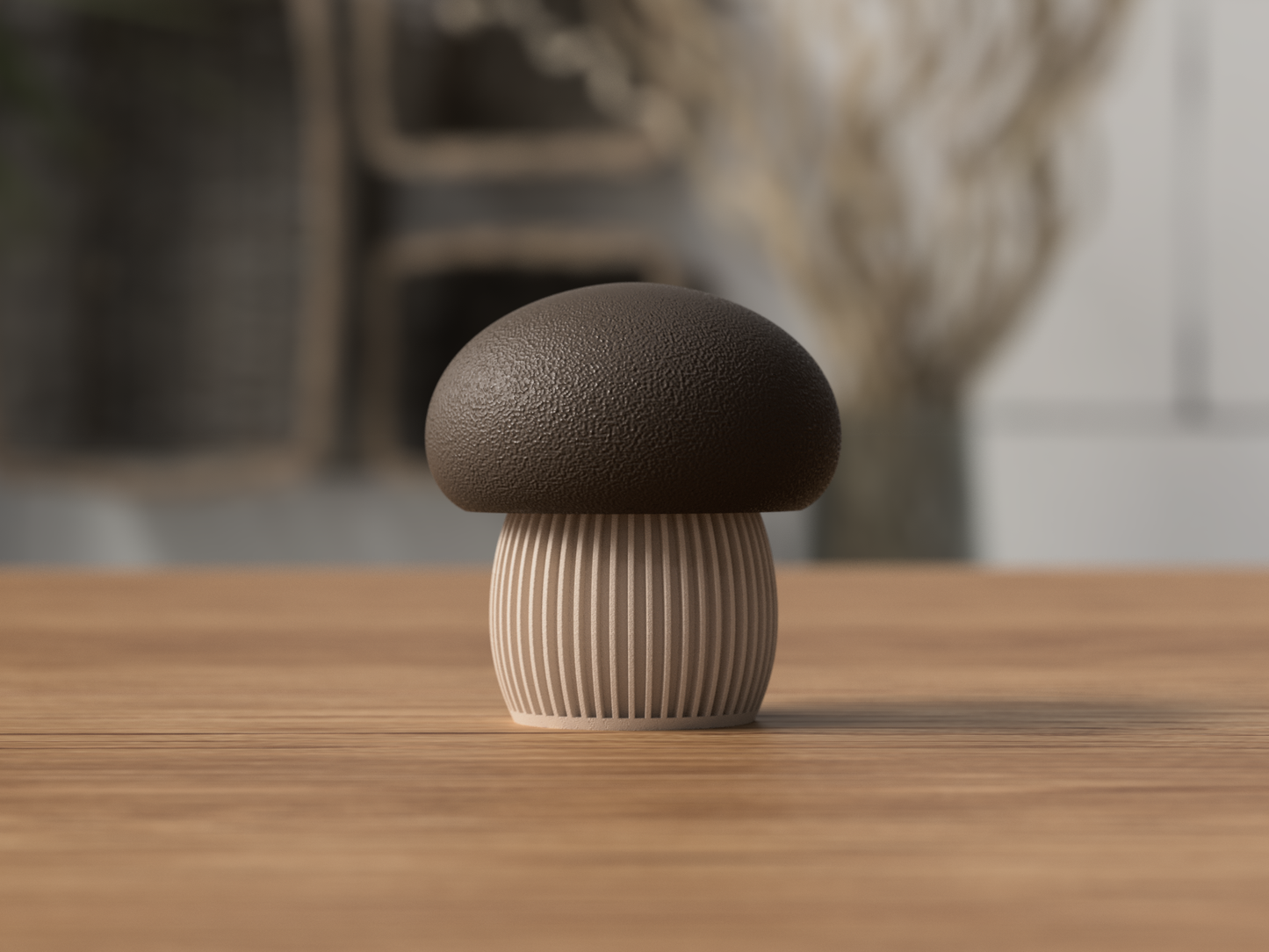 Pilz Japandi aus 3D-Druck in matter Optik – in klarer, reduzierter Formsprache