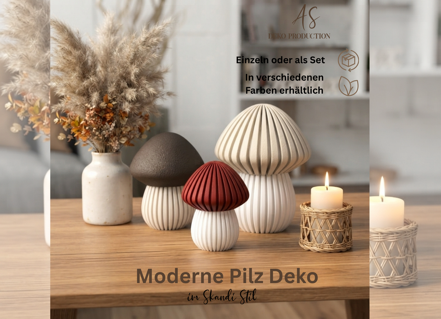 Moderne Pilz Deko im Skandi Stil