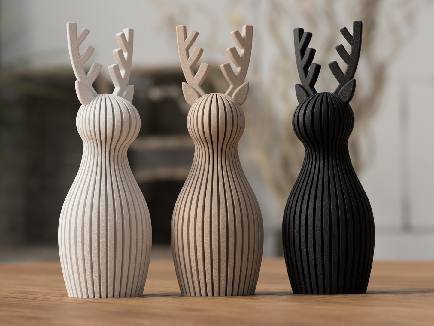 3D gedrucktes Rentier aus 3D-Druck in matter Optik – als moderne Weihnachtsdeko