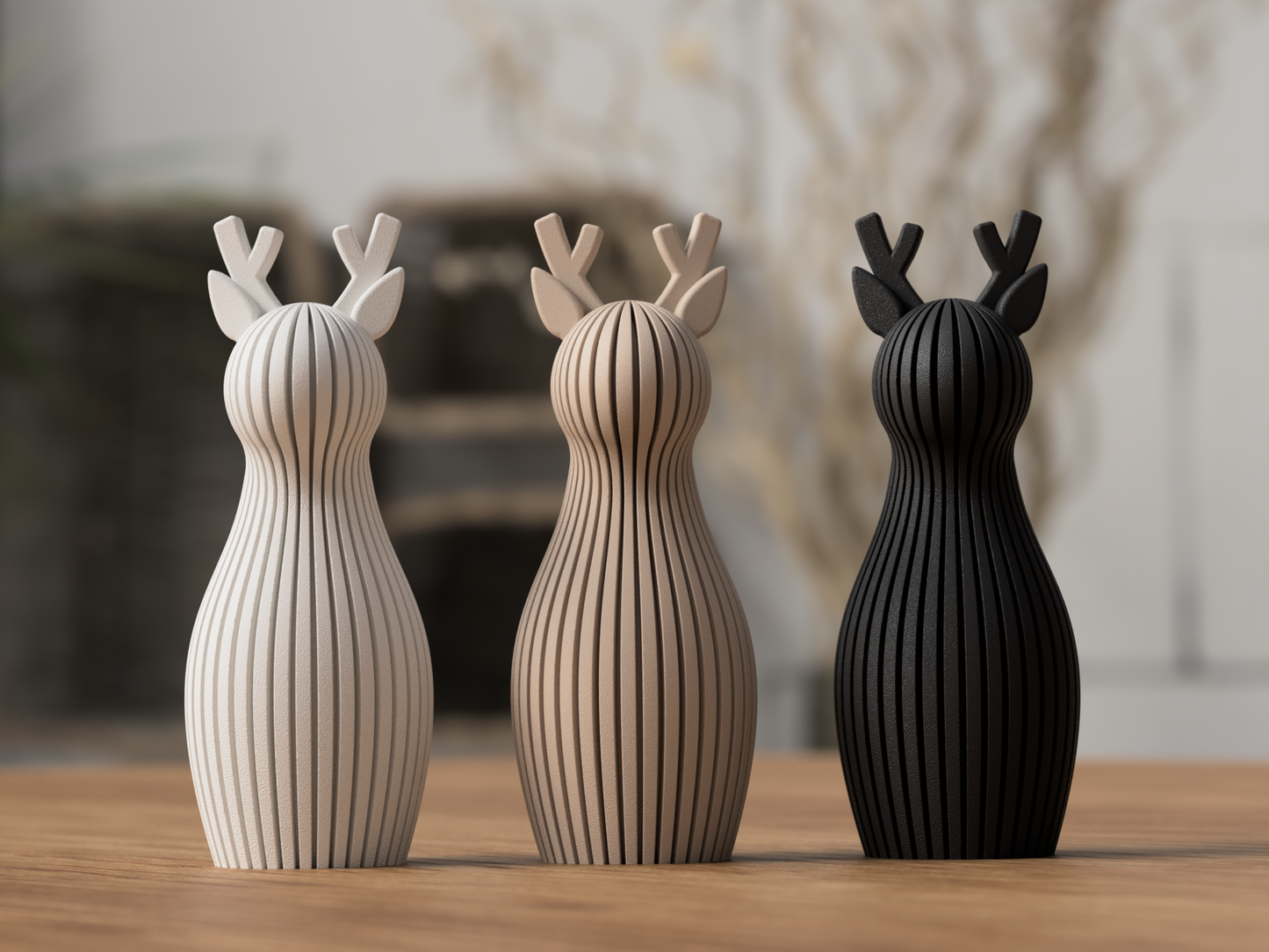 3D gedrucktes Rentier aus nachhaltigem PLA gefertigt – als moderne Weihnachtsdeko