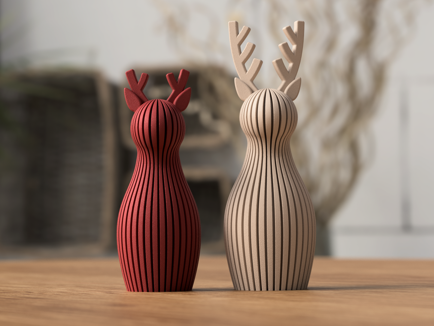 3D gedrucktes Rentier aus 3D-Druck in matter Optik – im minimalistischen Skandi/Japandi-Design