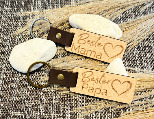 Schlüsselanhänger Holz Herz – Familie