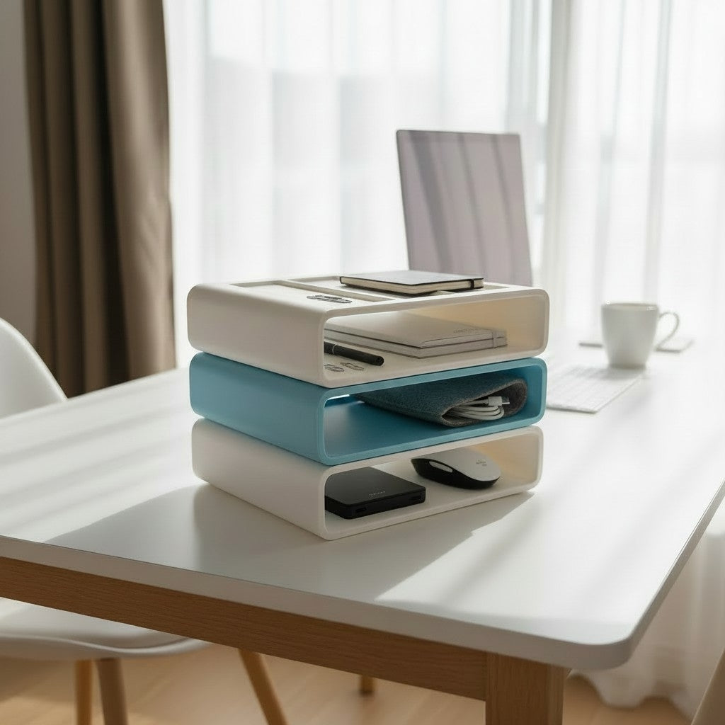 3D Stapelbarer Schreibtisch Organizer, Ordnungssystem, 1er 2er 3er Set aus PLA – 3D Ganzjahresdeko – ASDEPRO