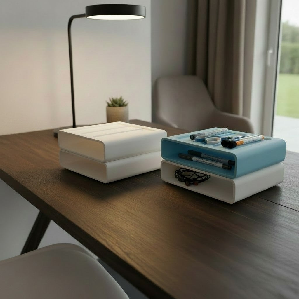 Stapelbarer Schreibtisch Organizer aus nachhaltigem PLA gefertigt – für Sideboard, Regal oder Fensterbank