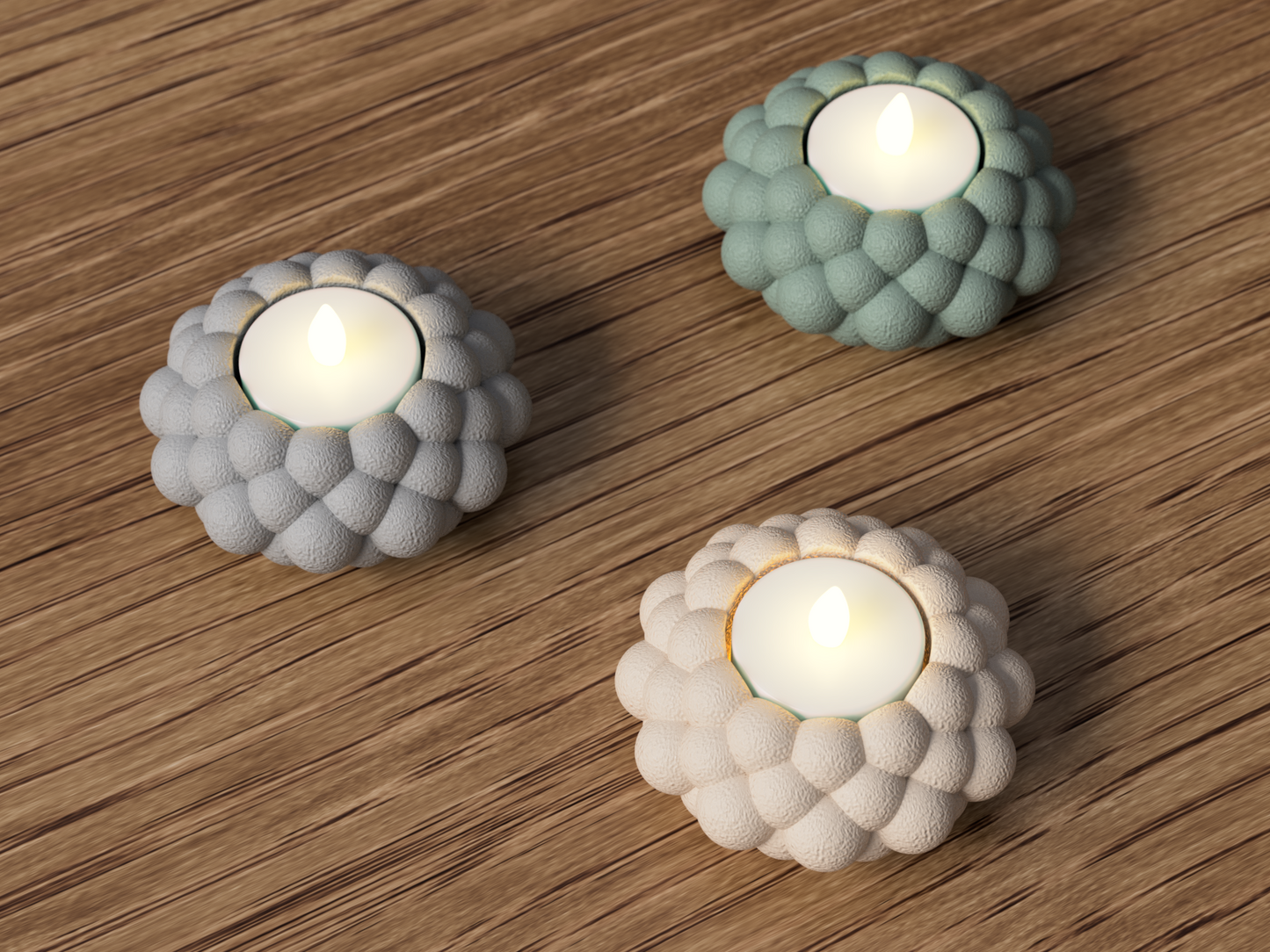 Teelichthalter Bubble Nest aus 3D-Druck in matter Optik – für warmes, stimmungsvolles Licht