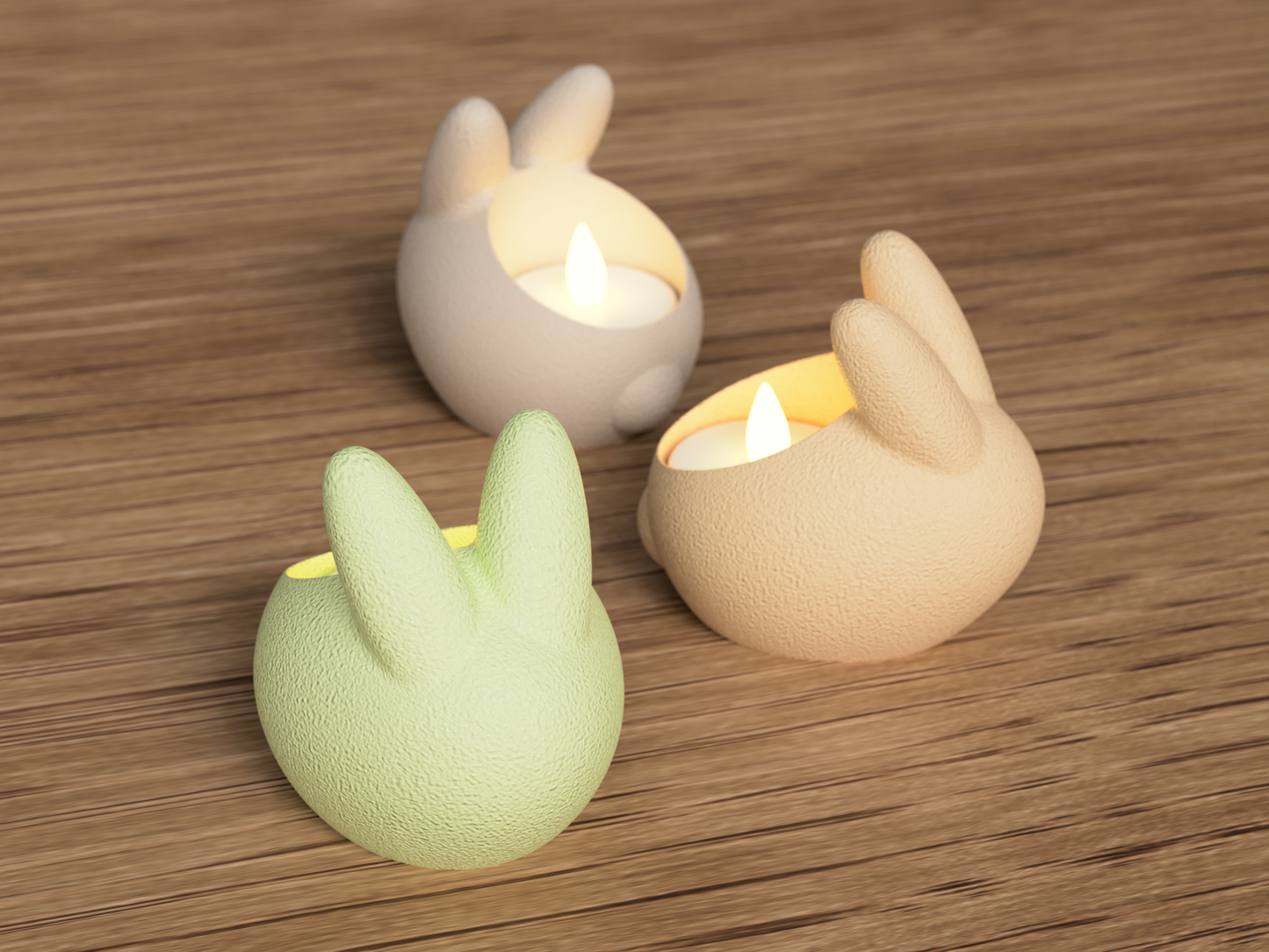 Teelichthalter Osterhase aus 3D-Druck im Skandi-Stil, weiche Optik, moderne Osterdeko
