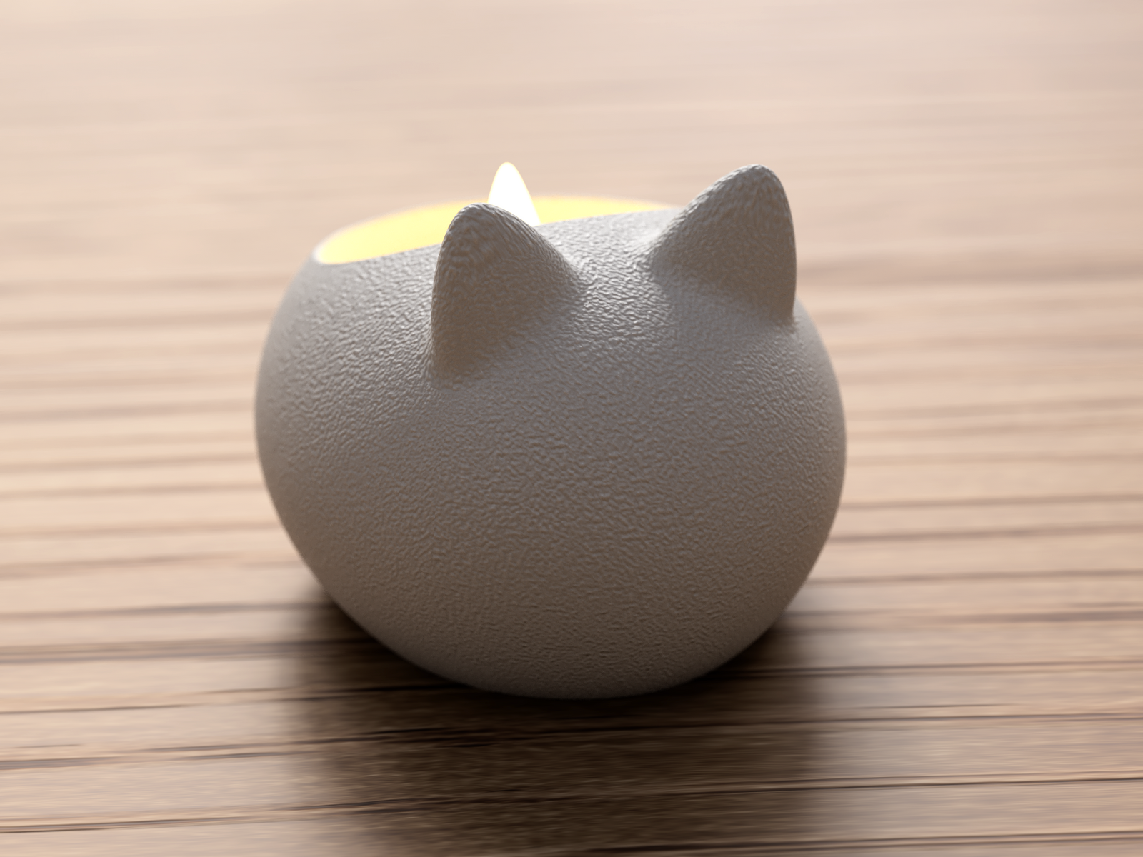 3D Teelichthalter Fuzzy Kitty aus PLA – 3D Ganzjahresdeko – ASDEPRO