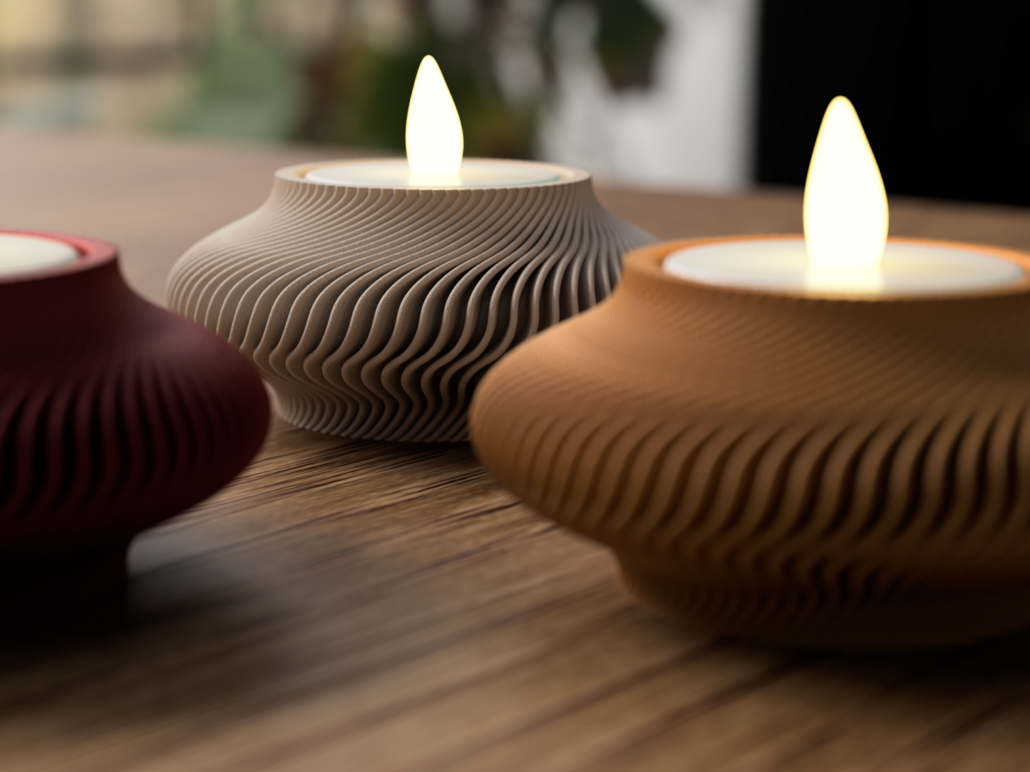 Teelichthalter Wavy Bowl aus 3D-Druck in matter Optik – für warmes, stimmungsvolles Licht