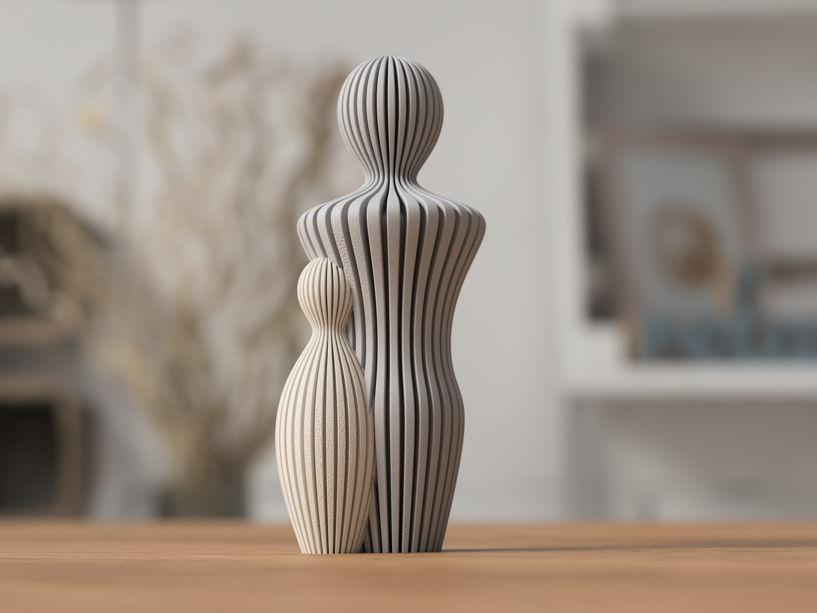 3D Minimalistische Vaterfigur mit 1 Kind – 3D Druck Skulptur aus PLA – 3D Ganzjahresdeko – ASDEPRO