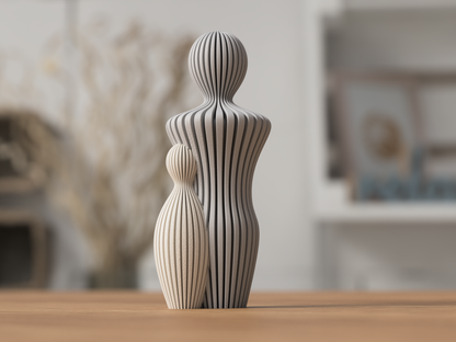 Minimalistische Vaterfigur mit 1 Kind – 3D Druck Skulptur
