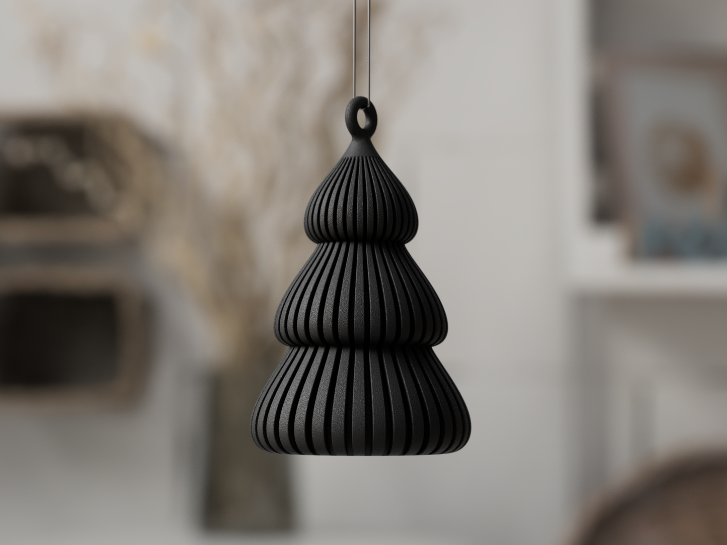 Moderner Weihnachtsbaum-Anhänger aus 3D-Druck in matter Optik – in klarer, reduzierter Formsprache