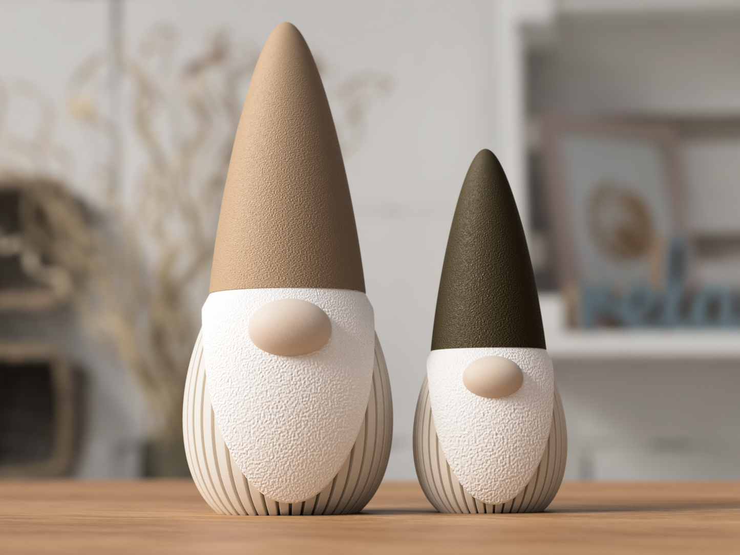 Wichtel aus 3D-Druck im Rib-Design mit Stauraum, matte Optik, moderne Weihnachtsdeko